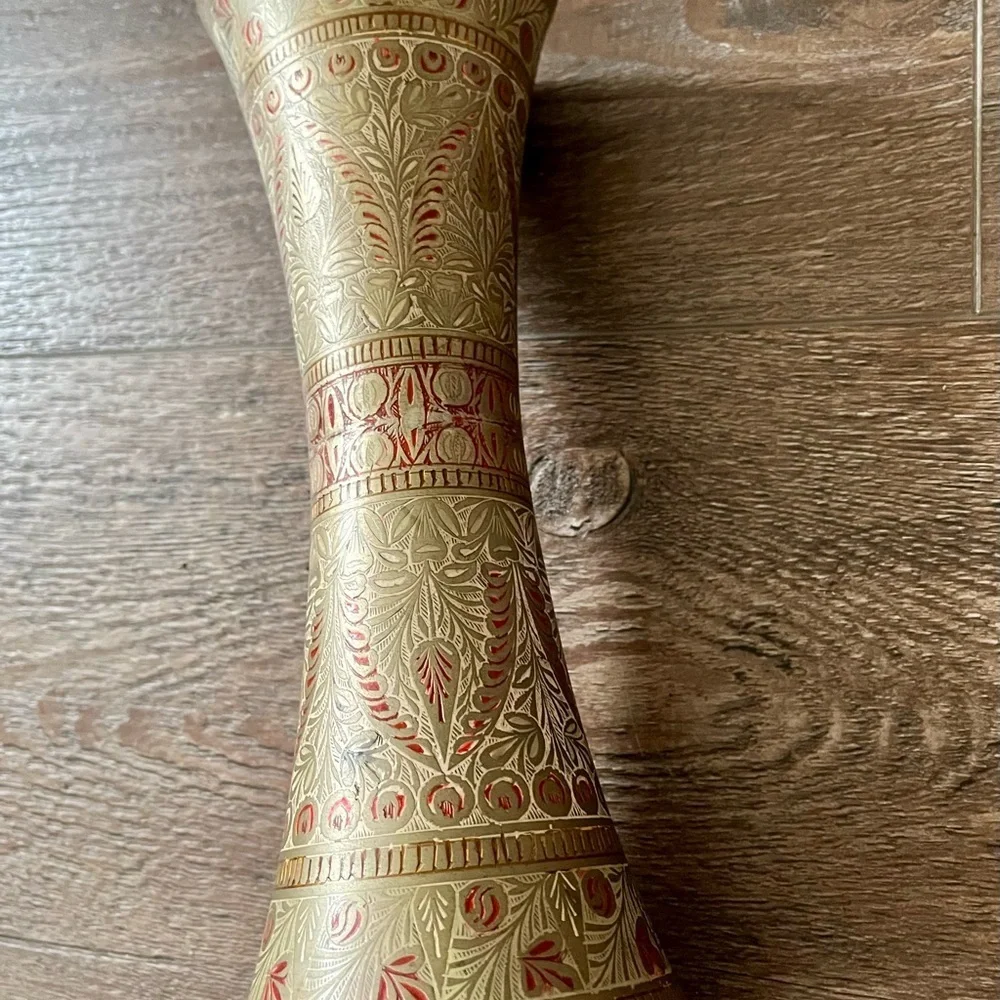 Vintage brass Taper vase h 10.5 inch